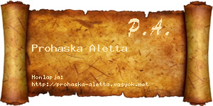 Prohaska Aletta névjegykártya